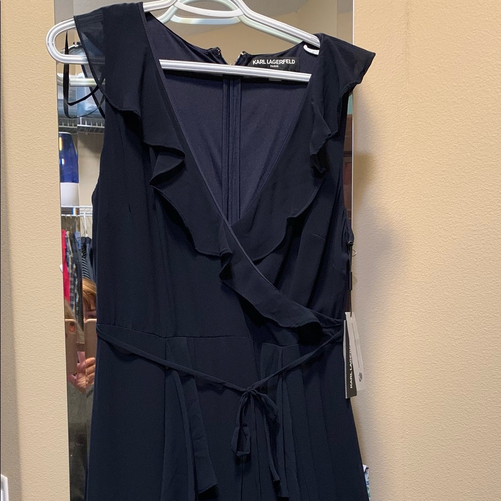 Karl Lagerfeld long navy dress size 10 NWT